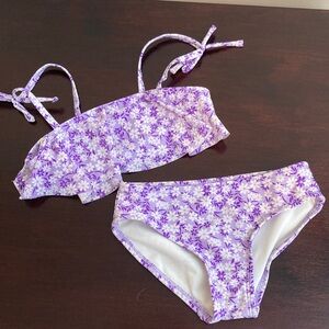 Art Class Purple Floral Kids Bikini
